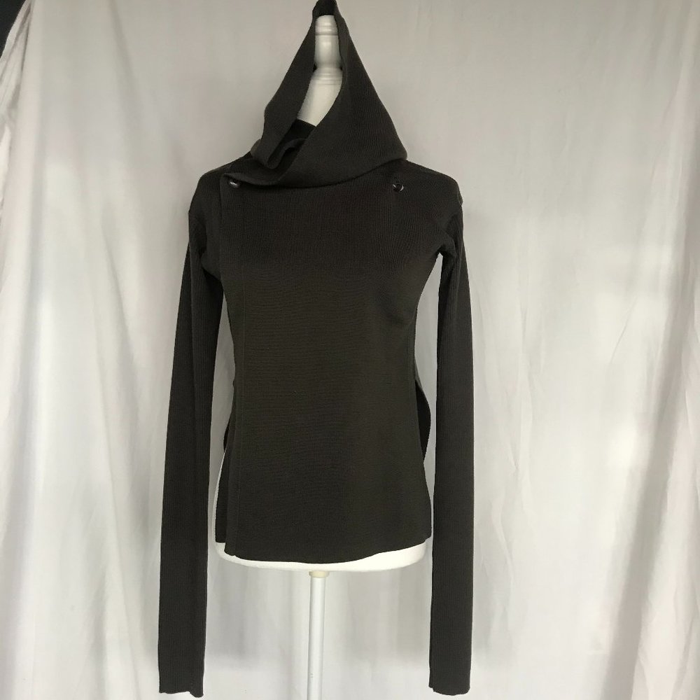 Rick Owens Brown Cardigan Hooded Sweater, XS